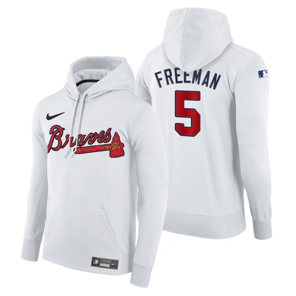 Men Atlanta Braves #5 Freeman white home hoodie 2021 MLB Nike Jerseys